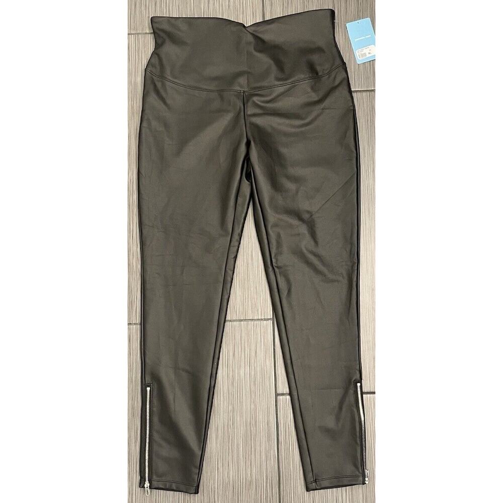 Yummie Faux Leather Shaping Leggings With Side Zip Zipper Size XL Style YT2-444